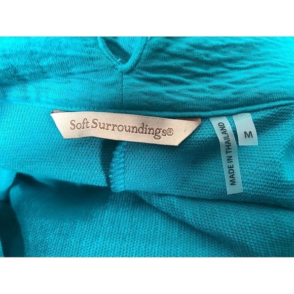 Soft Surroundings Art To Wear Jacket Sz M Cardigan CottonSeersucker Blue Buttons - Picture 5 of 7